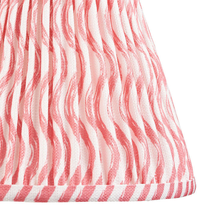 2 PACK 25cm Tapered cylinder Lamp Shade - Coral pink fabric - Pleated Wave Handcrafted Light
