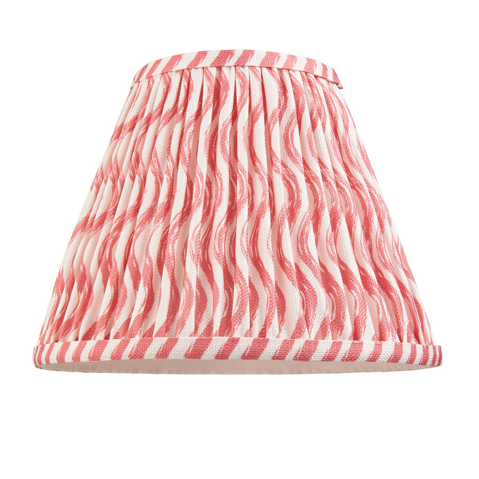 25cm Tapered cylinder Lamp Shade - Coral pink fabric - Pleated Wave Handcrafted Light