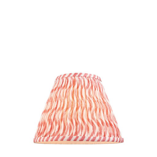 25cm Tapered cylinder Lamp Shade - Coral pink fabric - Pleated Wave Handcrafted Light