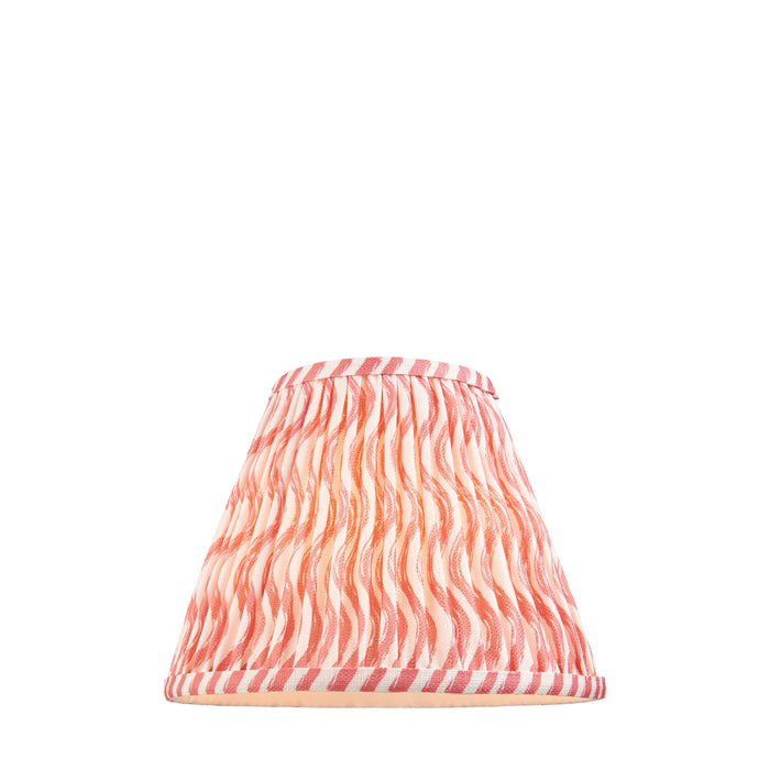 25cm Tapered cylinder Lamp Shade - Coral pink fabric - Pleated Wave Handcrafted Light