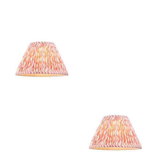 2 PACK 30cm Tapered cylinder Lamp Shade - Coral pink fabric - Pleated Wave Handcrafted Light