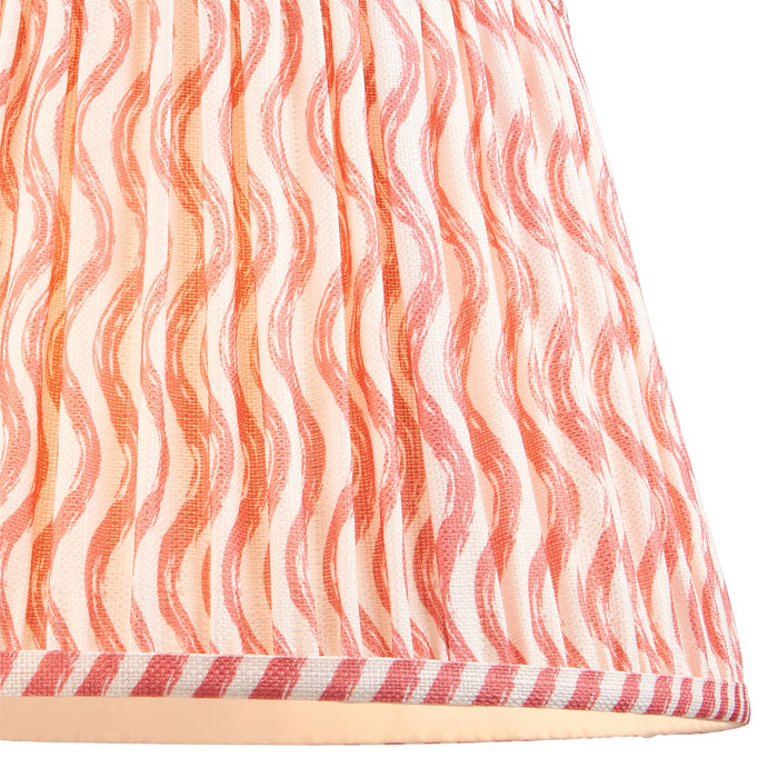 35cm Tapered cylinder Lamp Shade - Coral pink fabric - Pleated Wave Handcrafted Light
