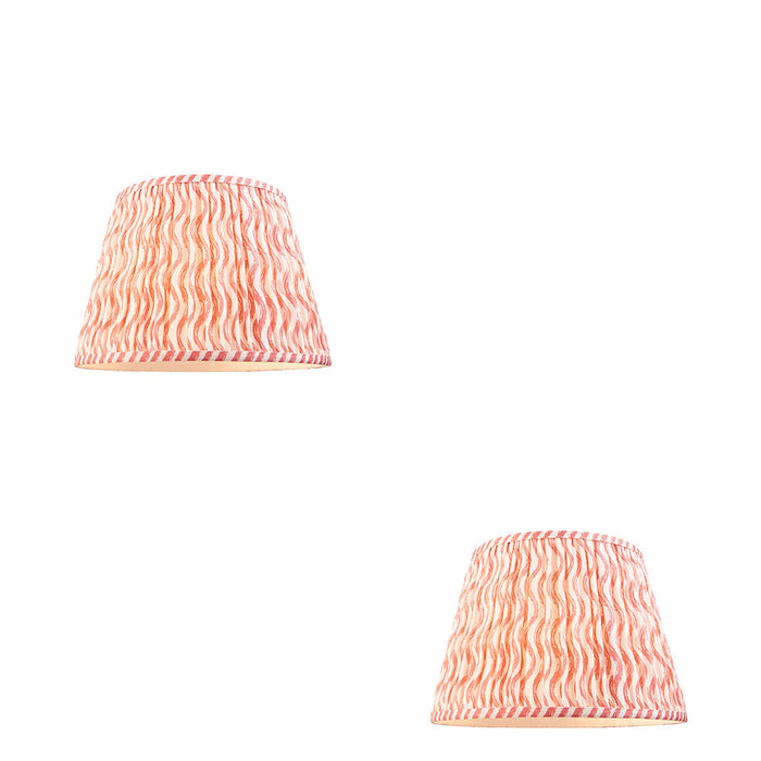 2 PACK 35cm Tapered cylinder Lamp Shade - Coral pink fabric - Pleated Wave Handcrafted Light