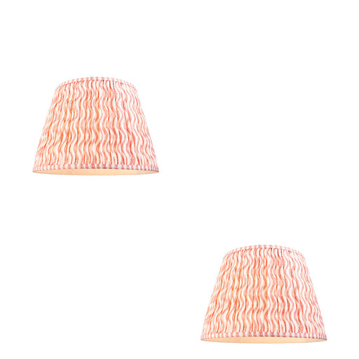 2 PACK 40cm Tapered cylinder Lamp Shade - Coral pink fabric - Pleated Wave Handcrafted Light