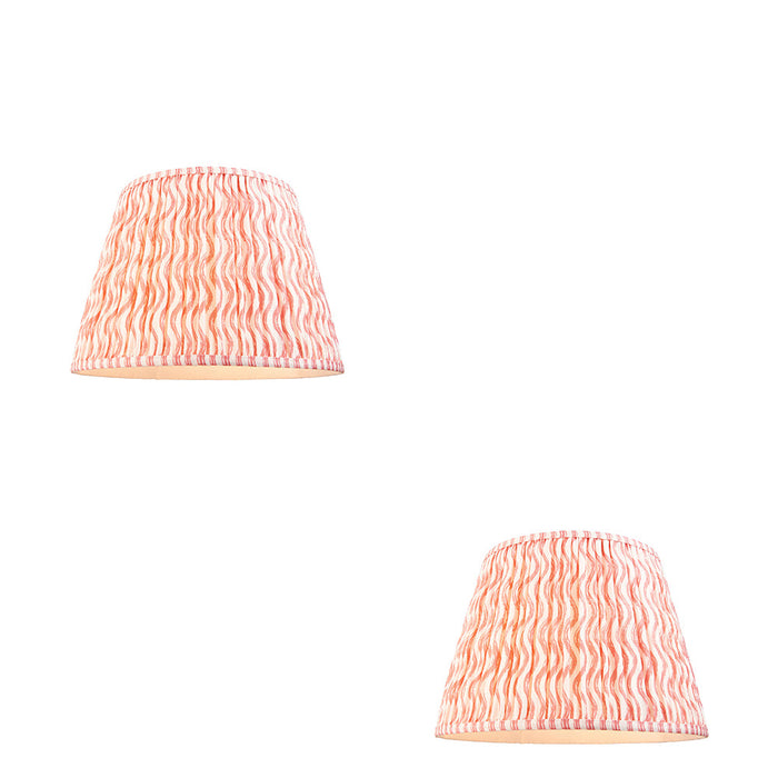 2 PACK 40cm Tapered cylinder Lamp Shade - Coral pink fabric - Pleated Wave Handcrafted Light