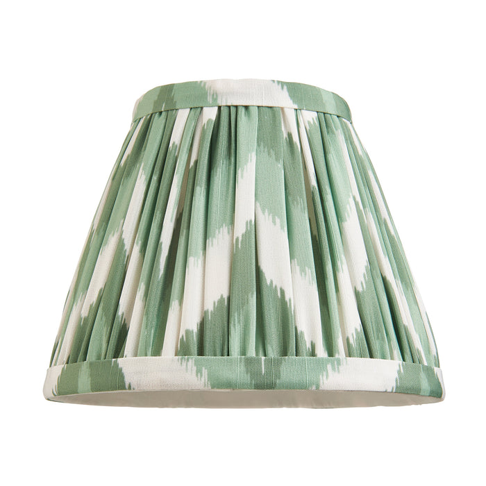 2 PACK 16cm Tapered cylinder Lamp Shade - Cotswold green fabric - Pleated Zigzag Handcrafted Light