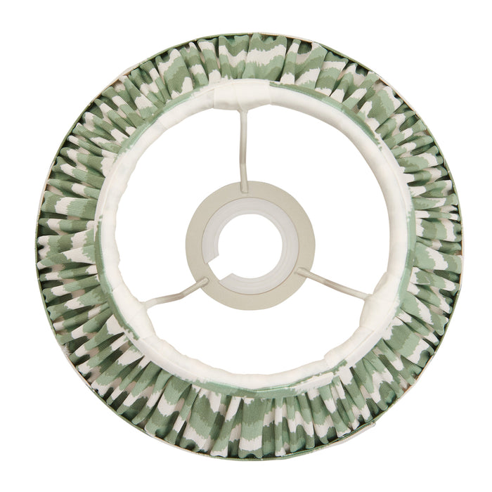 2 PACK 20cm Tapered cylinder Lamp Shade - Cotswold green fabric - Pleated Zigzag Handcrafted Light