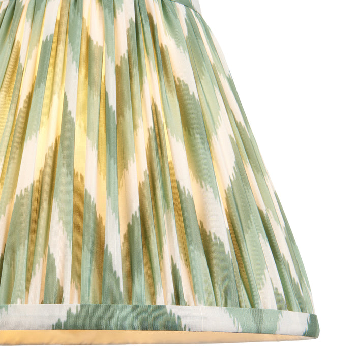 2 PACK 25cm Tapered cylinder Lamp Shade - Cotswold green fabric - Pleated Zigzag Handcrafted Light