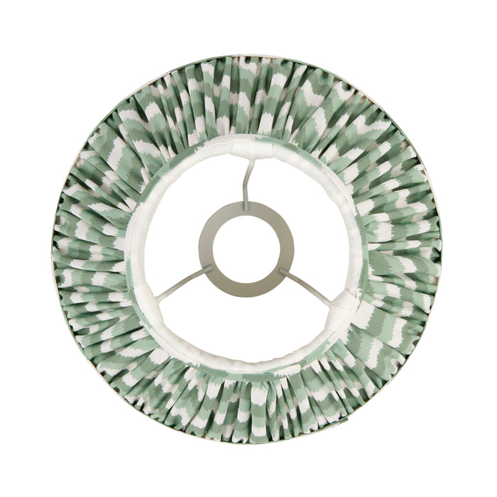 25cm Tapered cylinder Lamp Shade - Cotswold green fabric - Pleated Zigzag Handcrafted Light