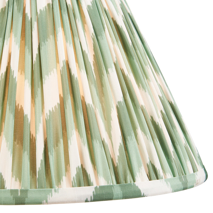 30cm Tapered cylinder Lamp Shade - Cotswold green fabric - Pleated Zigzag Handcrafted Light