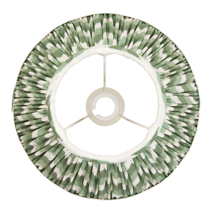 2 PACK 30cm Tapered cylinder Lamp Shade - Cotswold green fabric - Pleated Zigzag Handcrafted Light