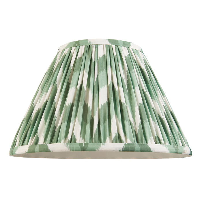 2 PACK 30cm Tapered cylinder Lamp Shade - Cotswold green fabric - Pleated Zigzag Handcrafted Light