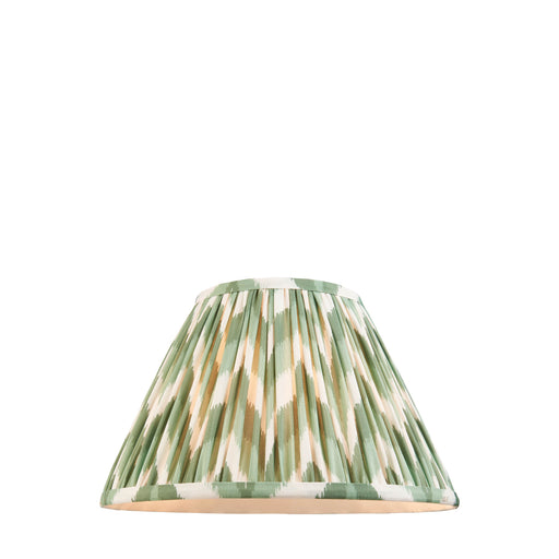 30cm Tapered cylinder Lamp Shade - Cotswold green fabric - Pleated Zigzag Handcrafted Light