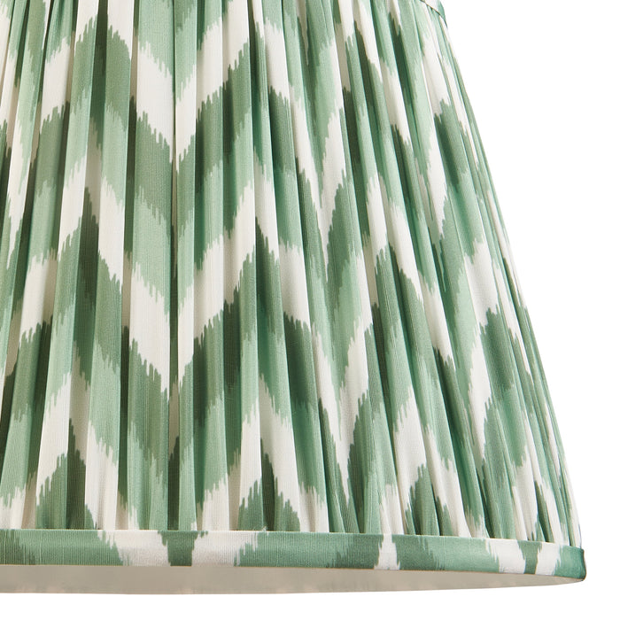 35cm Tapered cylinder Lamp Shade - Cotswold green fabric - Pleated Zigzag Handcrafted Light