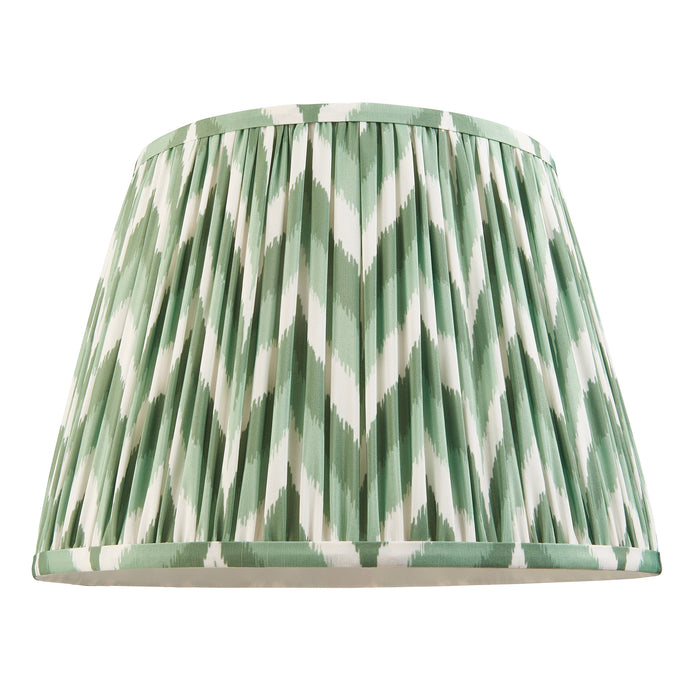 2 PACK 35cm Tapered cylinder Lamp Shade - Cotswold green fabric - Pleated Zigzag Handcrafted Light