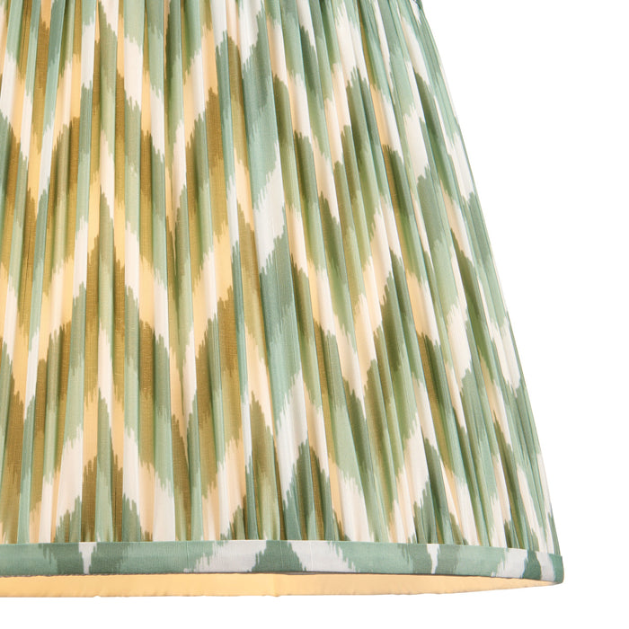 2 PACK 40cm Tapered cylinder Lamp Shade - Cotswold green fabric - Pleated Zigzag Handcrafted Light