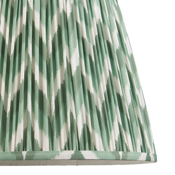 2 PACK 40cm Tapered cylinder Lamp Shade - Cotswold green fabric - Pleated Zigzag Handcrafted Light