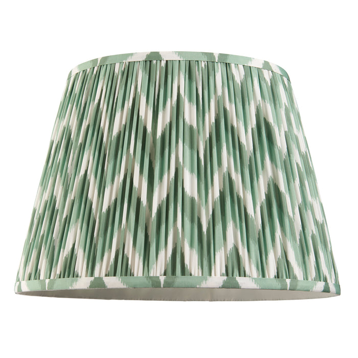 40cm Tapered cylinder Lamp Shade - Cotswold green fabric - Pleated Zigzag Handcrafted Light