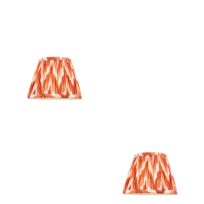 2 PACK 20cm Tapered cylinder Lamp Shade - Apricot orange fabric - Pleated Zigzag Handcrafted Light