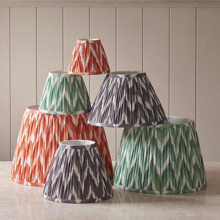 30cm Tapered cylinder Lamp Shade - Apricot orange fabric - Pleated Zigzag Handcrafted Light