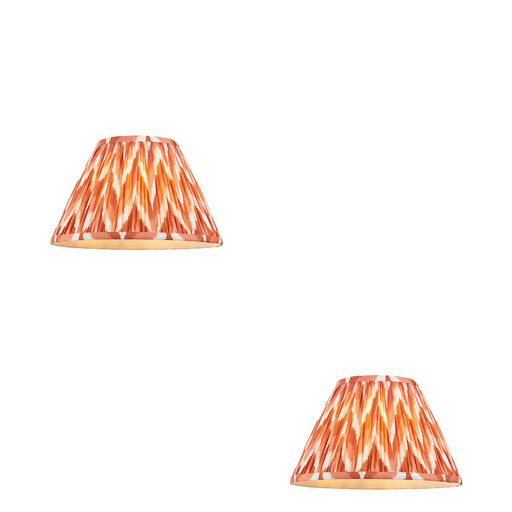 2 PACK 30cm Tapered cylinder Lamp Shade - Apricot orange fabric - Pleated Zigzag Handcrafted Light