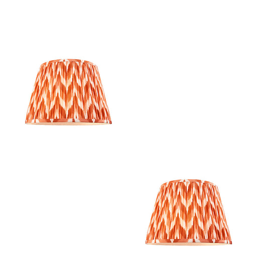 2 PACK 35cm Tapered cylinder Lamp Shade - Apricot orange fabric - Pleated Zigzag Handcrafted Light