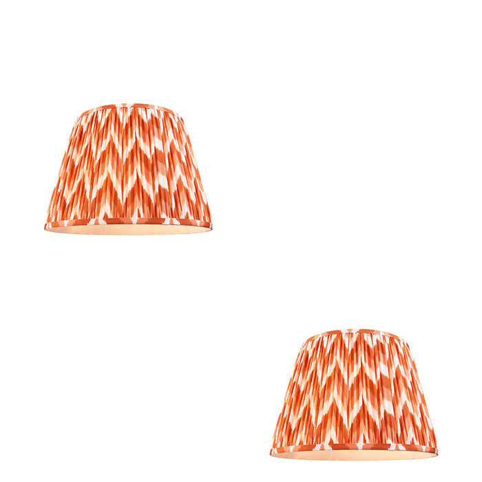 2 PACK 40cm Tapered cylinder Lamp Shade - Apricot orange fabric - Pleated Zigzag Handcrafted Light