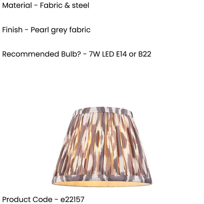 2 PACK 20cm Tapered cylinder Lamp Shade - Pearl grey fabric - Pleated Spot Handcrafted Light