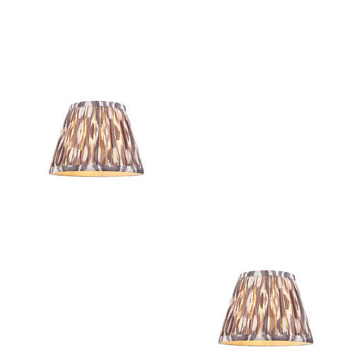 2 PACK 20cm Tapered cylinder Lamp Shade - Pearl grey fabric - Pleated Spot Handcrafted Light