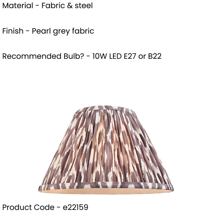 2 PACK 30cm Tapered cylinder Lamp Shade - Pearl grey fabric - Pleated Spot Handcrafted Light