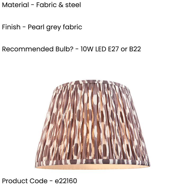 2 PACK 35cm Tapered cylinder Lamp Shade - Pearl grey fabric - Pleated Spot Handcrafted Light