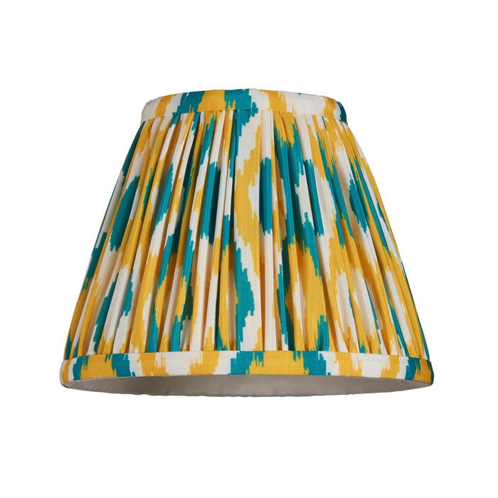 16cm Tapered cylinder Lamp Shade - Yellow & jade - Pleated Spot Handcrafted Light