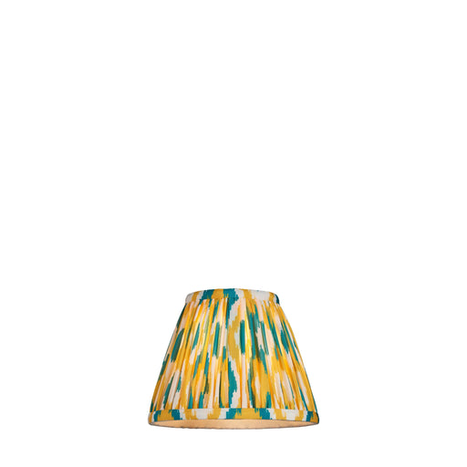 16cm Tapered cylinder Lamp Shade - Yellow & jade - Pleated Spot Handcrafted Light
