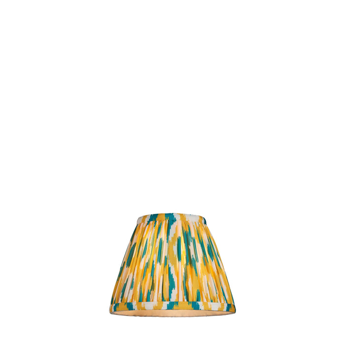 16cm Tapered cylinder Lamp Shade - Yellow & jade - Pleated Spot Handcrafted Light