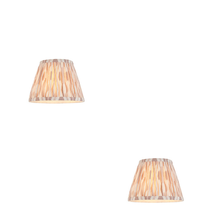 2 PACK 20cm Tapered cylinder Lamp Shade - Neutral print fabric - Pleated Spot Handcrafted Light