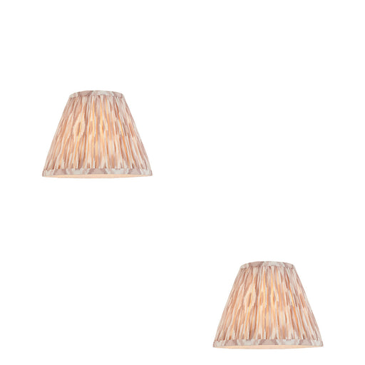 2 PACK 25cm Tapered cylinder Lamp Shade - Neutral print fabric - Pleated Spot Handcrafted Light