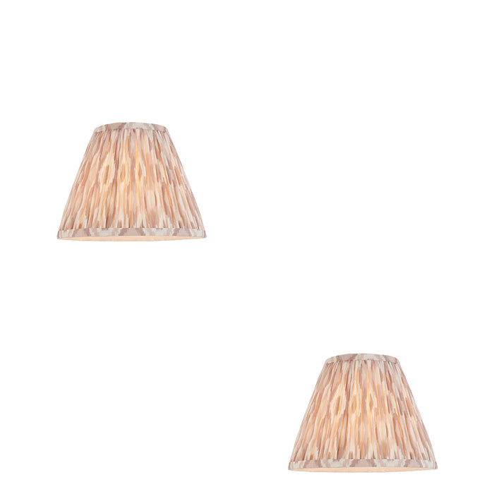 2 PACK 25cm Tapered cylinder Lamp Shade - Neutral print fabric - Pleated Spot Handcrafted Light