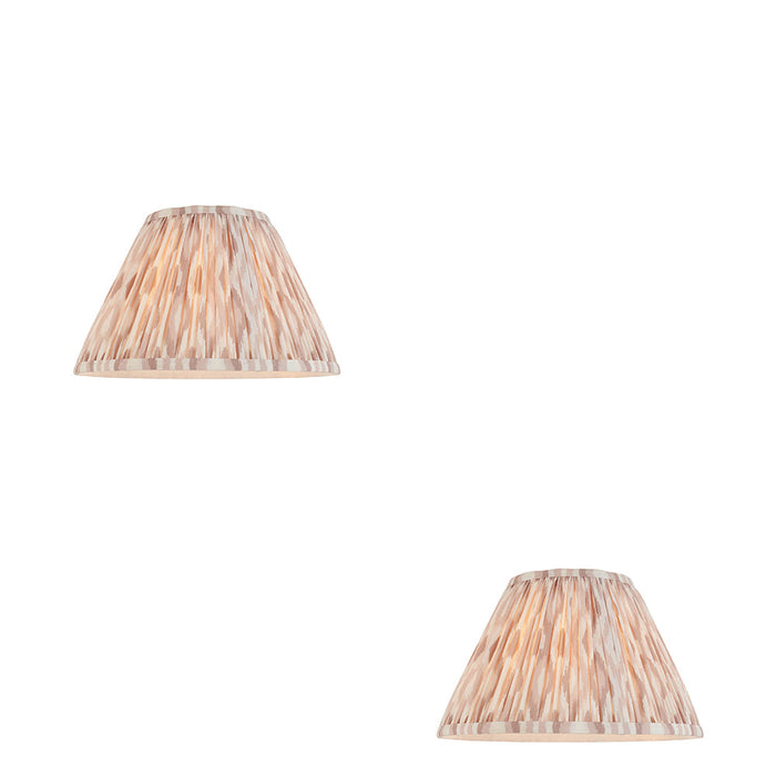 2 PACK 30cm Tapered cylinder Lamp Shade - Neutral print fabric - Pleated Spot Handcrafted Light