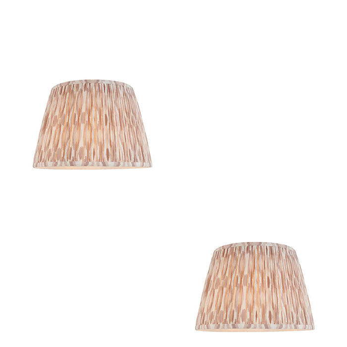 2 PACK 35cm Tapered cylinder Lamp Shade - Neutral print fabric - Pleated Spot Handcrafted Light