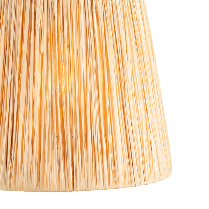 2 PACK 30cm Tapered cylinder Lamp Shade - Natural raffia & matt black - Pleated Handcrafted Light