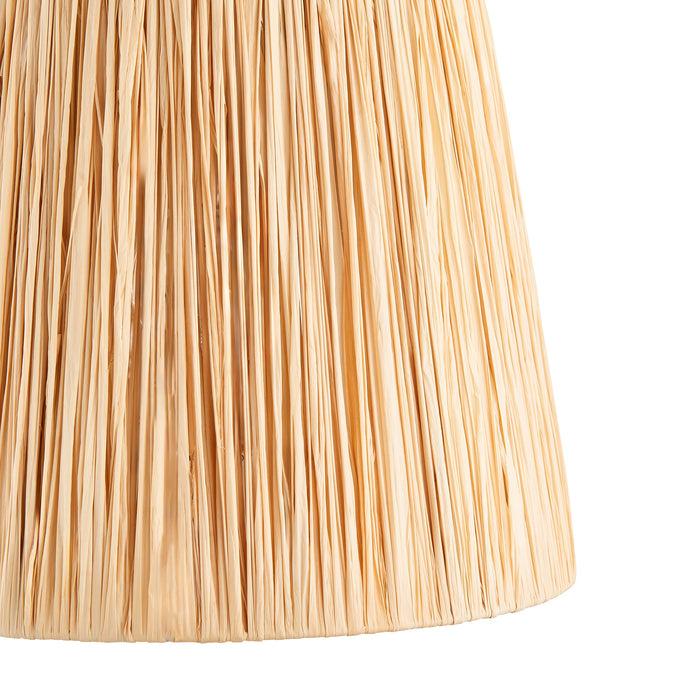 30cm Tapered cylinder Lamp Shade - Natural raffia & matt black - Pleated Handcrafted Light