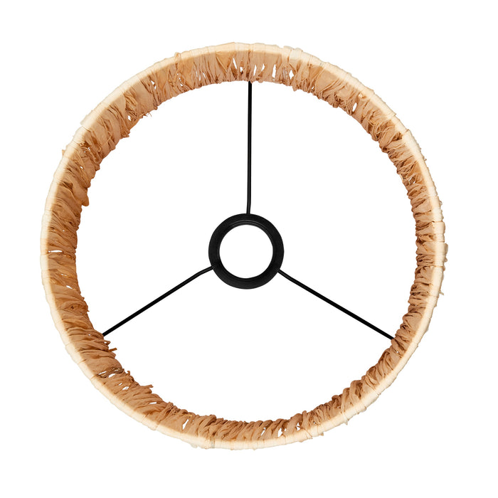 2 PACK 30cm Tapered cylinder Lamp Shade - Natural raffia & matt black - Pleated Handcrafted Light