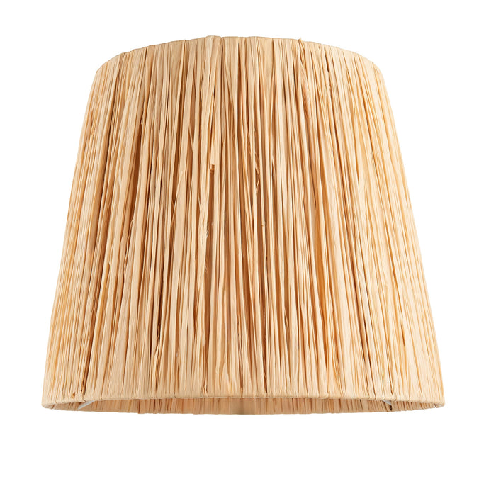 2 PACK 30cm Tapered cylinder Lamp Shade - Natural raffia & matt black - Pleated Handcrafted Light
