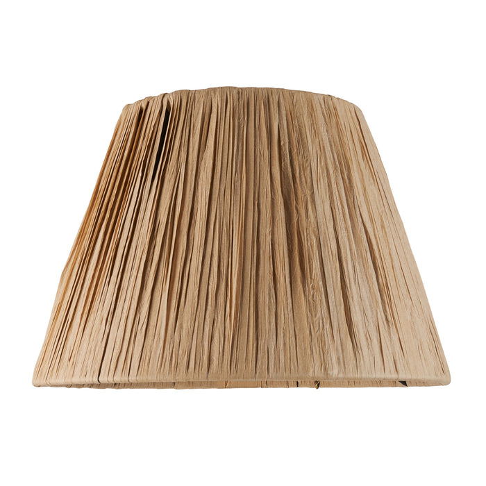 2 PACK 24cm Tapered cylinder Lamp Shade - Natural raffia & matt black - Pleated Handcrafted Light
