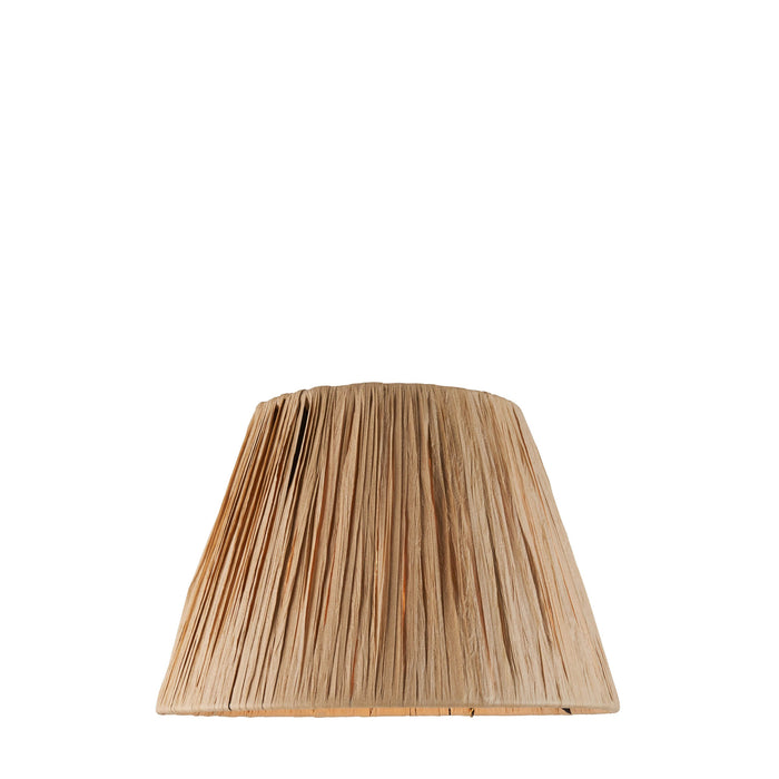 24cm Tapered cylinder Lamp Shade - Natural raffia & matt black - Pleated Handcrafted Light
