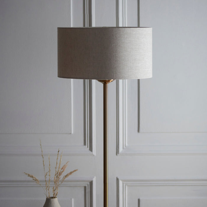 2 PACK 1500mm Tall Floor Lamp - Vintage brass & natural linen - 10W LED E27