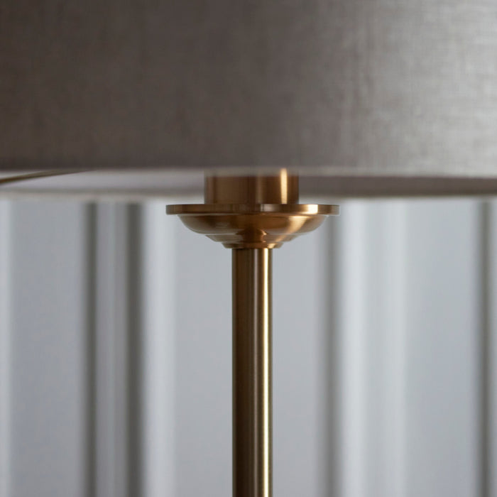 2 PACK 1500mm Tall Floor Lamp - Vintage brass & natural linen - 10W LED E27