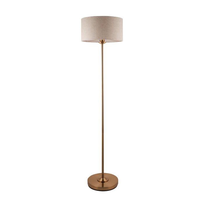 2 PACK 1500mm Tall Floor Lamp - Vintage brass & natural linen - 10W LED E27