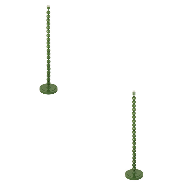2 PACK 1327mm Tall Floor Lamp - Gloss Cotswold green paint - 10W LED E27