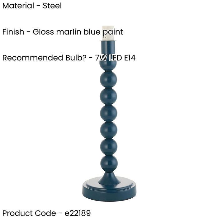 Table Lamp Base Only - Gloss marlin blue paint - 7W LED E14